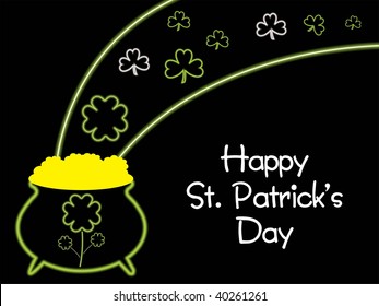 background with gold coins earthenware, shamrock