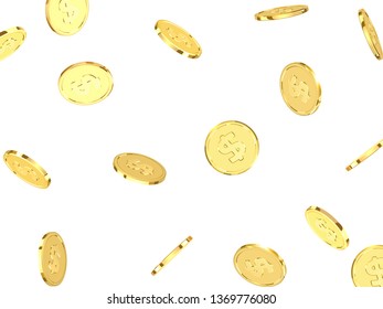 Background with gold coins. Pattern metallic golden money