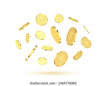 Background with gold coins. Pattern metallic golden money