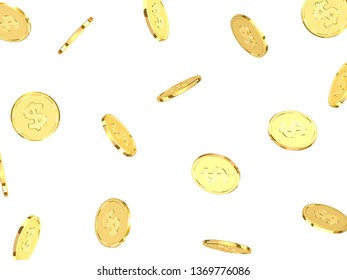 Background with gold coins. Pattern metallic golden money