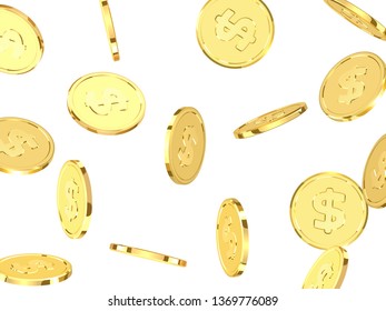 Background with gold coins. Pattern metallic golden money