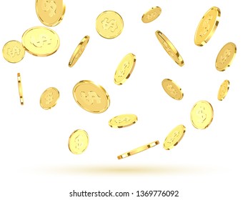 Background with gold coins. Pattern metallic golden money