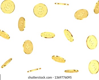 Background with gold coins. Pattern metallic golden money