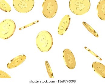 Background with gold coins. Pattern metallic golden money