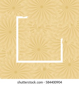 Background with gold color flowers, white frame. For greeting, cards to Womens Day, wallpaper