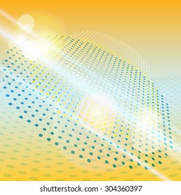 Background, gold, dots, orange, lights, abstract, blending, transparency, perspective, vector, banner, illustration
