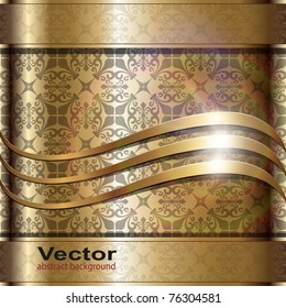 Oro de fondo con adornos florales, transparencia vectorial.