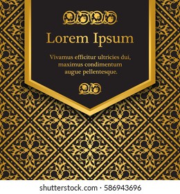 Background with gold floral pattern. Inspired by ottoman and islamic ornaments. For wedding invitation, book cover or flyer