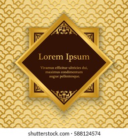 Background with gold floral pattern. Inspired by ottoman and islamic ornaments. For wedding invitation, book cover or flyer