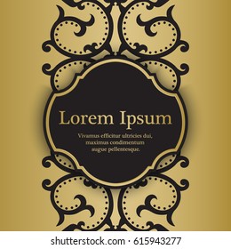 Background with gold floral pattern. Inspired by ottoman and islamic ornaments. For wedding invitation, book cover or flyer