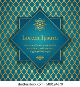 Background with gold florals. Inspired by ottoman and islamic ornaments. For wedding invitation, book cover or flyer