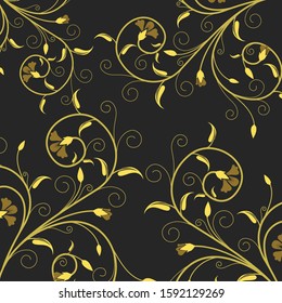 background gold flowers in dark. vector