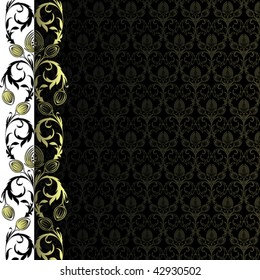 Background with gold flowers and leaves