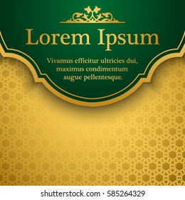 Background with gold girih pattern. Inspired by ottoman and islamic ornaments. For wedding invitation, book cover or flyer