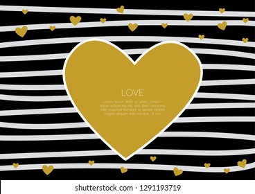 Background with gold heart. design for Happy Valentine's day.