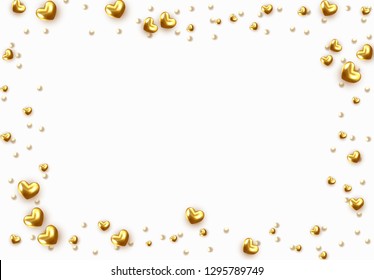 Background with gold hearts and round beads