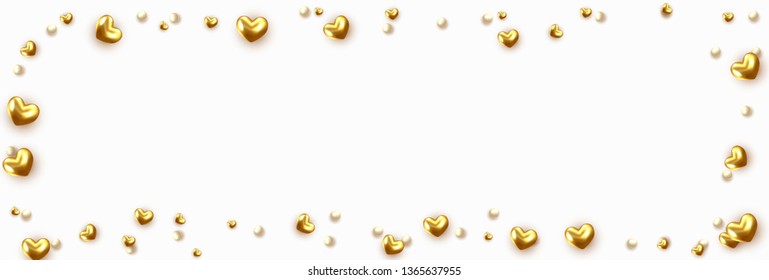 Background with gold hearts and round beads