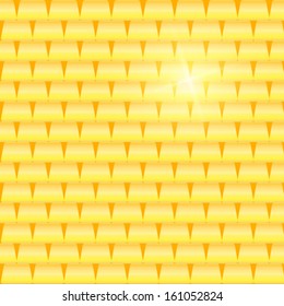 Background from gold ingots, blocks. Gold background