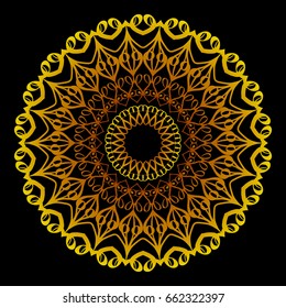 background with gold mandala on black background. vector illustration