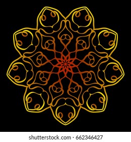 background with gold mandala on black background. vector illustration
