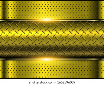 Hintergrund-Gold-Metallic, 3D-Chrom-Vektorillustration-Design mit Diamantplatten Blechstruktur.