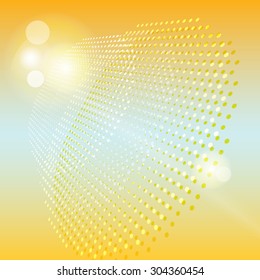 Background, gold, orange, dots, lights, abstract, blending, transparency, perspective, vector, banner, illustration
