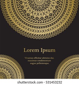 Background with gold ornament mandala, based on ancient greek and islamic ornaments. For wedding invitation, book cover or flyer