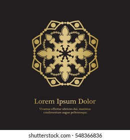 Background with gold ornament mandala, based on ancient greek and islamic ornaments. For wedding invitation, book cover or flyer