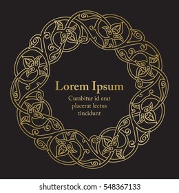 Background with gold ornament mandala, based on ancient greek and islamic ornaments. For wedding invitation, book cover or flyer