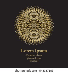Background with gold ornament mandala, based on ancient greek and islamic ornaments. For wedding invitation, book cover or flyer