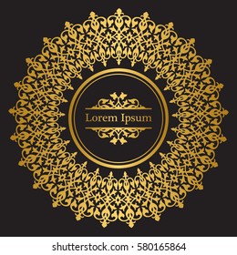 Background with gold ornament mandala, based on ancient greek and islamic ornaments. For wedding invitation, book cover or flyer