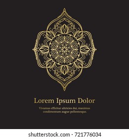 Background with gold ornament mandala, based on indian and islamic ornaments. For wedding invitation, book cover or flyer