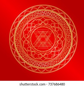 Background with gold ornament mandala, based on indian and islamic ornaments. For wedding invitation, book cover or flyer