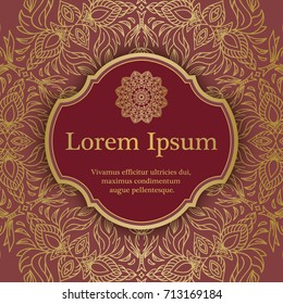 Background with gold ornament mandala. For wedding invitation, book cover or flyer
