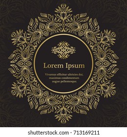 Background with gold ornament mandala. For wedding invitation, book cover or flyer