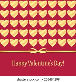 Background with gold pattern and ribbon for Valentine's Day