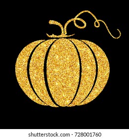 Background With Gold Pumpkin.