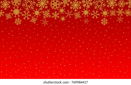 Background with gold snowflakes. Vector graphic winter pattern.