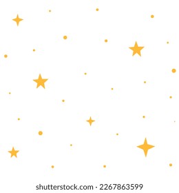 Background with gold stars, confetti celebration, falling stars. Vector Illustration for background and packaging. Image can be used for greeting card, poster and textile. Isolated on white background