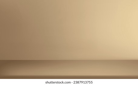 Hintergrund Gold Wall Studio mit Schatten, Licht auf dem Boden, Leeres Zimmer mit Podium Display, Vektorbanner-Vorlage für die Präsentation kosmetischer Produkte zu Weihnachten, Neujahr, Schwarzer Freitag, Verkauf, Werbeaktion