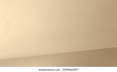 Hintergrund Gold Wall Studio mit Schatten, Licht auf dem Boden, Leeres Zimmer mit Podium Display, Vektorbanner-Vorlage für die Präsentation kosmetischer Produkte zu Weihnachten, Neujahr, Schwarzer Freitag, Verkauf, Werbeaktion