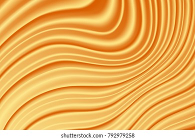 Background golden caramel. Backdrop sweet, mousse, frosting. An abstract pattern. Vector illustration