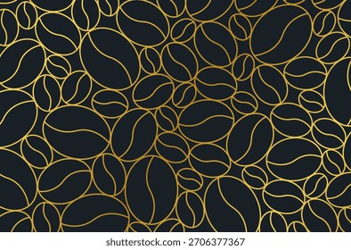 Fondo con granos de café dorado. Ideal para el diseño de envases, marcas de café, etiquetas de confitería, marketing de alimentos orgánicos y gráficos culinarios.