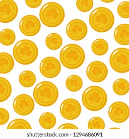 background golden coins clover happy st patricks day vector illustration