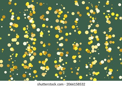 Background with Golden  confetti. Gold polka dots, circles, round.  Bright festive, festival pattern for party invites, wedding, cards, phone Wallpapers. Vector illustration
