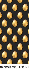 Background with golden eggs. Pattern for easter holidays. Vector illustration X size. Template for smartphones or vertical banners for luxury party. Phone UI.