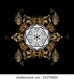 Background with golden elements. Oriental ornament in the style of baroque. Traditional classic vector golden.