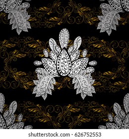 Background with golden elements. Seamless oriental ornament in the style of baroque. Traditional classic vector golden seamless pattern.
