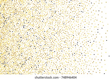 Background with Golden glitter, confetti with black dust, grains. Gold polka dots, circles, round. Bright festive, festival pattern for party invites, wedding, cards, phone Wallpapers.