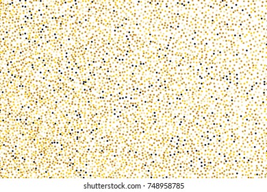 Background with Golden glitter, confetti with black dust, grains. Gold polka dots, circles, round. Bright festive, festival pattern for party invites, wedding, cards, phone Wallpapers.
